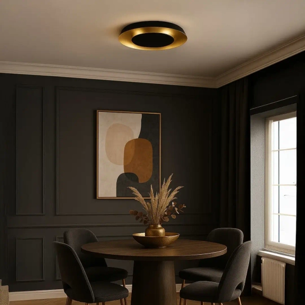 Ledowa lampa nasufitowa Piattino ML1812 LED 30W 3000-6000K czarny złoty