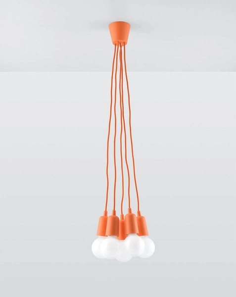 Wisząca LAMPA industrialna SL.0586 kable OPRAWKA pająk ZWIS kable przewody pomarańczowa