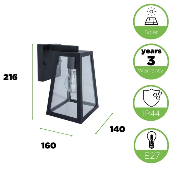 Elewacyjna LAMPA ogrodowa FIA 5290903012 Lutec ścienna OPRAWA zewnętrzna metalowa IP44 czarna