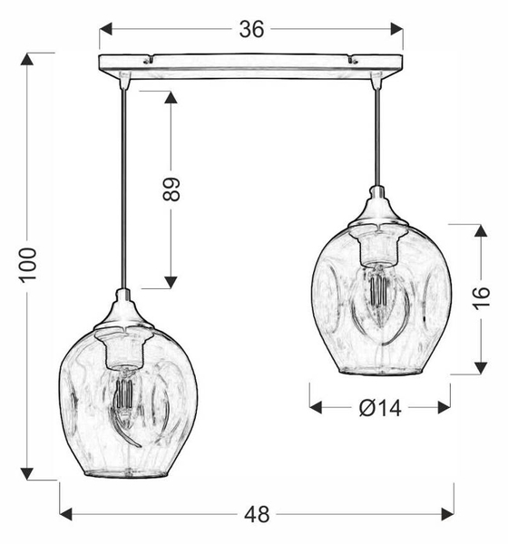 Lampa wisząca nad wyspę Aspa 32-00590 Candellux szklane klosze brązowe