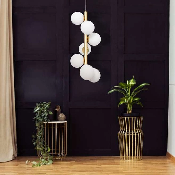 Loftowa LAMPA wisząca CUMULUS VERTICAL 10757705 Kaspa szklana OPRAWA modernistyczny zwis molekuły złoty biały