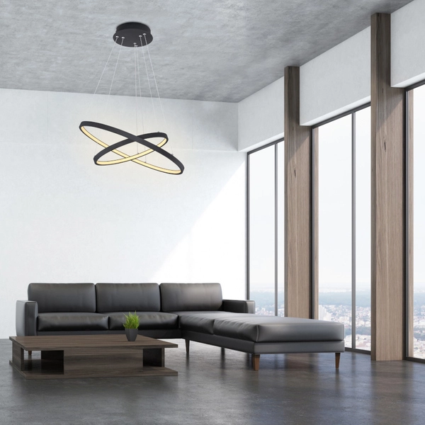 Lampa wisząca RALPH 67192-42B okrągła metalowa LED 42W 3000K zwis czarny