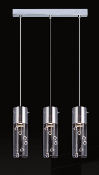 Glamour LAMPA wisząca CORDELL MDM1835-3 Italux szklana OPRAWA z kryształkami ZWIS tuby chrom przezroczyste