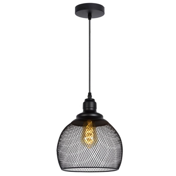 Industrialna LAMPA wisząca MESH 43404/22/30 Lucide metalowa OPRAWA zwis siatka kopuła loft czarna straiton