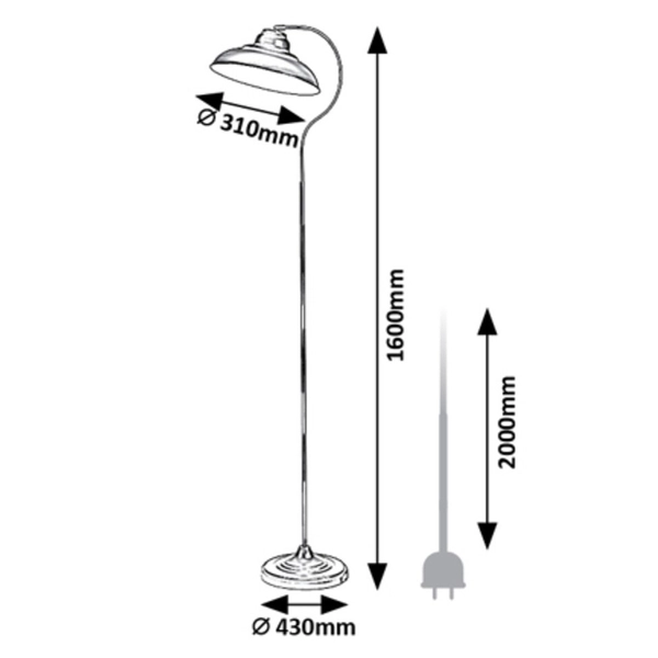Podłogowa lampa stojąca Dragan 5310 industrial czarna retro do salonu