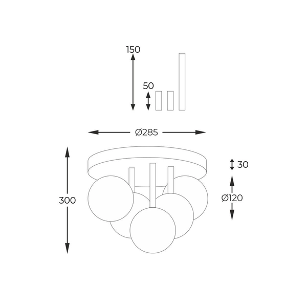 5-punktowa lampa natynkowa Ali plafon do holu złoty czarny