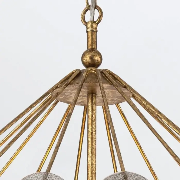 Łańcuchowa lampa wisząca Meridian QN-MERIDIAN-3P-DG krążki przydymione złote