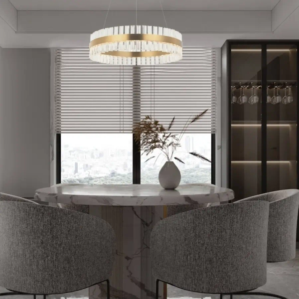 Wisząca kryształowa lampa nad stół 22040 LED 68W 3000K ring złoty