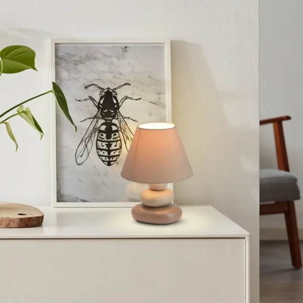 Ceramiczna lampka stołowa Paolo 92907/20 z abażurem brązowa