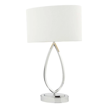 Tkaninowa nocna lampa Wyatt WYA4250 z abażurem kość słoniowa chrom