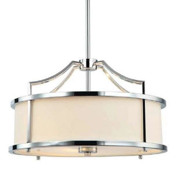 LAMPA okrągła Stanza Cromo S Orlicki Design wisząca OPRAWA abażurowa w stylu klasycznym kremowa chrom