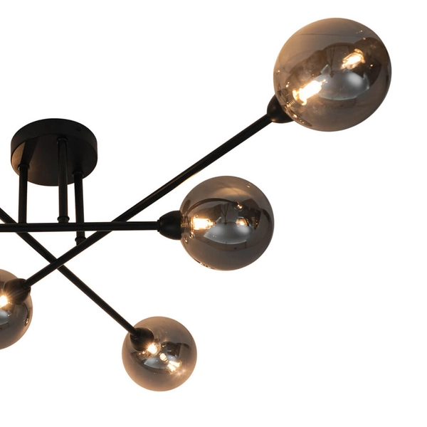 Kulista lampa sufitowa Basis CL22017A-6 Zumaline przydymione czarne