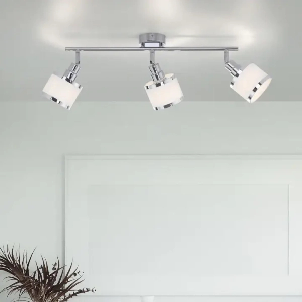Potrójna lampa sufitowa ACCOR chrom biała reflektory regulowane do jadalni 15373-17