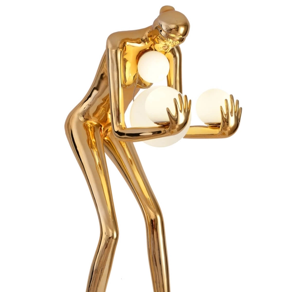 Lampa podłogowa do salonu WOMAN DN433-F gold Step kule designerska złoty