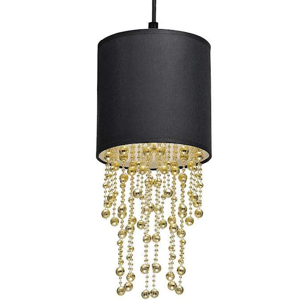 Glamour LAMPA wisząca ALMERIA MLP6439 Milagro okrągła OPRAWA materiałowy ZWIS kryształki crystals czarne