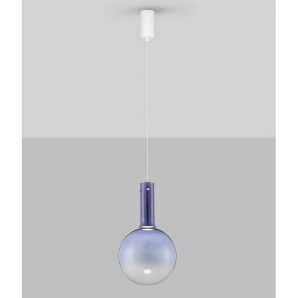 Wisząca lampa do salonu JAVIER LE44478 LED 6W 3000K bombka niebieska biała