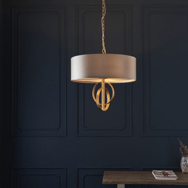 Salonowa lampa wisząca L&-195212 Light& okrągły abażur antyczne złoto