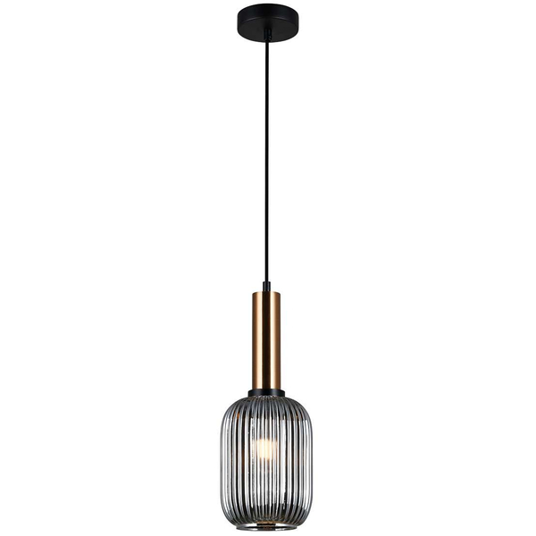 LAMPA wisząca ANTIOLA PND-5588-1M-BRO+SG Italux szklana OPRAWA loftowy zwis plisowany mosiężny przydymiony