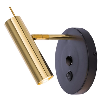 Kinkiet ścienny AMOS 0173 okrągła metalowa tuba regulowana czarna złota