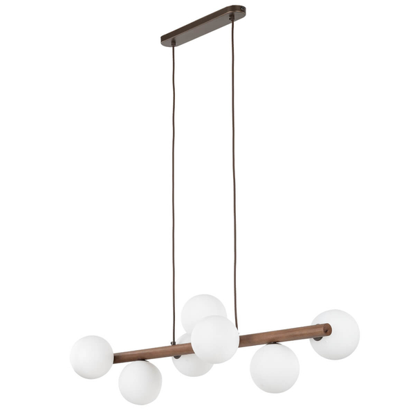 Zwisająca lampa do jadalni Estera 10272 balls listwa drewniana biała