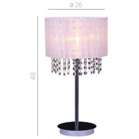 Abażurowa LAMPA glamour ASTRA MTM1953/1 WH Italux stojąca LAMPKA nocna stołowa okrągła kryształki crystal biała