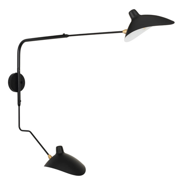 Podwójny kinkiet ścienny z regulacją CRANE W8702-S czarny