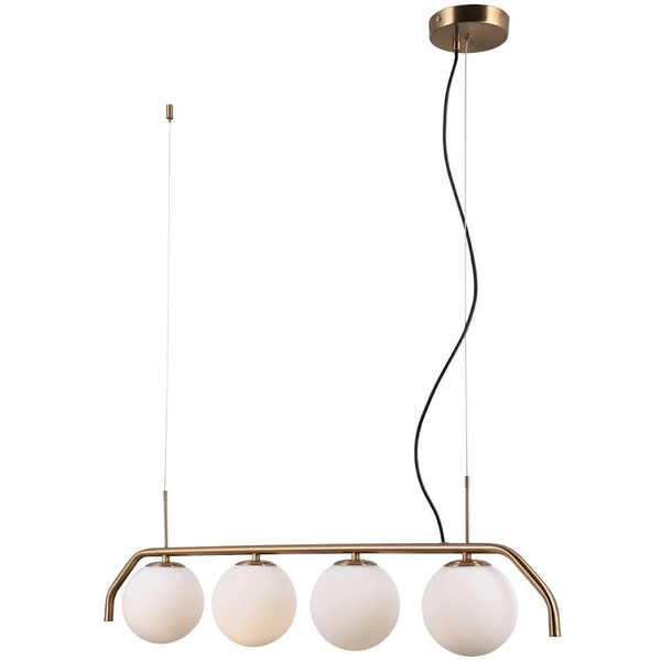 Loftowa LAMPA wisząca CARIMI PND-3300-4-HBR Italux metalowa OPRAWA szklane kule ZWIS mosiądz biały