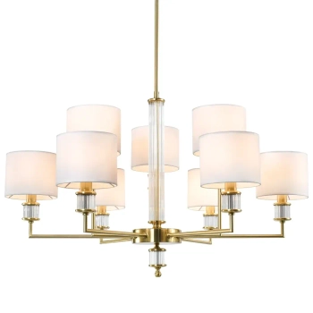 Wielopunktowa lampa sufitowa SUTTON P09685BR-WH z abażurkami mosiądz biały