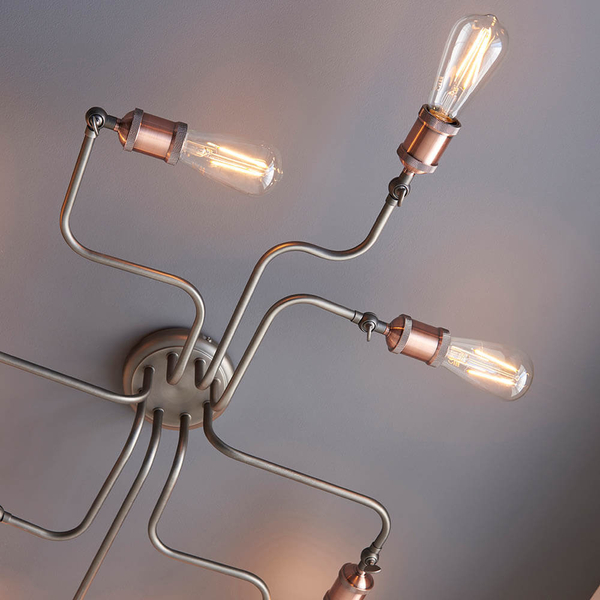Wielopunktowa lampa sufitowa Hal 81610 retro miedziany cyna