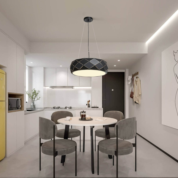 LAMPA wisząca REUS LP-8069/1P BK Light Prestige metalowa OPRAWA geometryczna zwis okrągły czarny