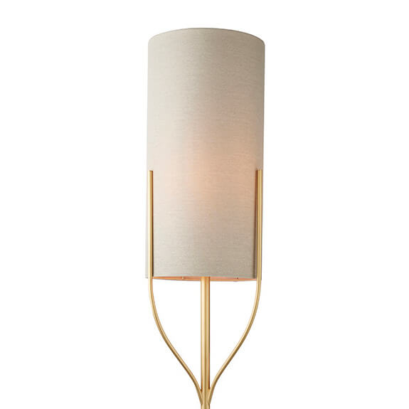 Podłogowa lampa do salonu Fraser 95466 z abażurem mosiądz beżowy