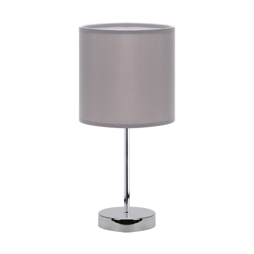 Stołowa lampa abażurowa Agnes 3147 stojąca do gabinetu szara chrom