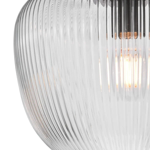 Szklana lampa sufitowa do jadalni Abrielle ABR5208 ryflowany nikiel