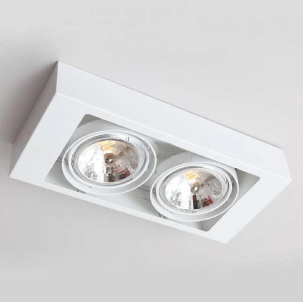 Spot LAMPA sufitowa KOGA 7121 Shilo natynkowa OPRAWA metalowa prostokątna biała