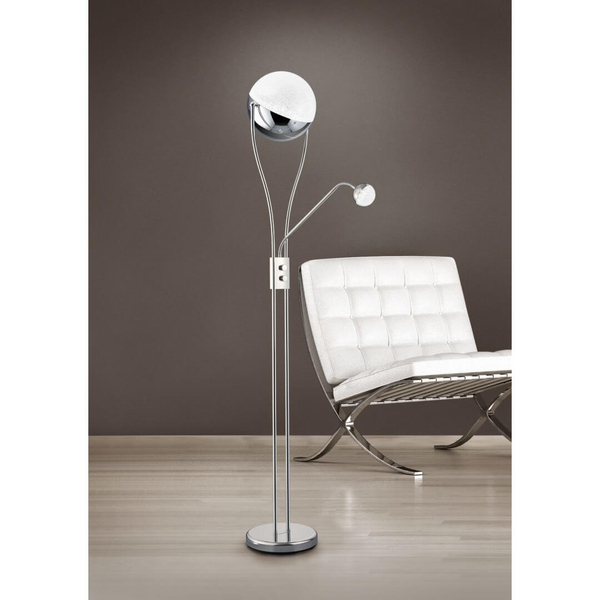Okrągła lampa stojąca Chris 478310206 LED 22W+3,8W 3000K srebrna
