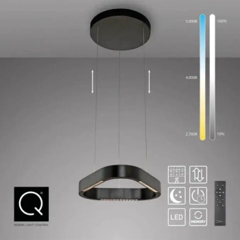 Regulowana lampa wisząca Q-STRETTO czarna 2689-18 1xLED 32W 2200-5000K na pilot
