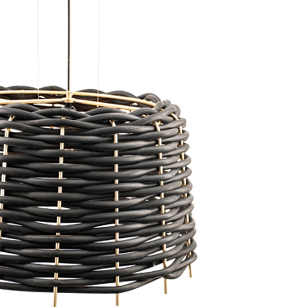 Wisząca lampa nad stół Suami 5090 Shilo pleciona guma czarna