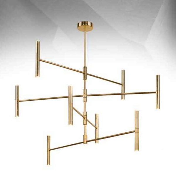 Metalowa lampa sufitowa LIVI 0181 industrialna pręty sticks pająk złoty
