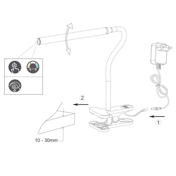 Regulowana lampa na klips NEVADA R57941132 LED 5W 3000-5000K czarny
