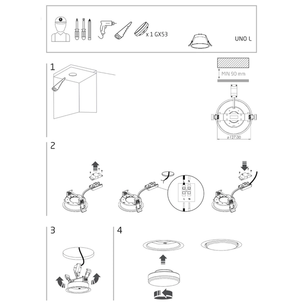 Oczko lampa podtynkowa Uno 10844 Nowodvorski do garderoby okrągła biała