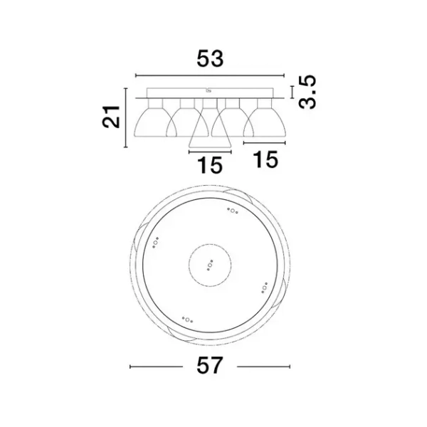 Glamour plafon SARDUNO LE45142 LED 35W 3000K złoto szara