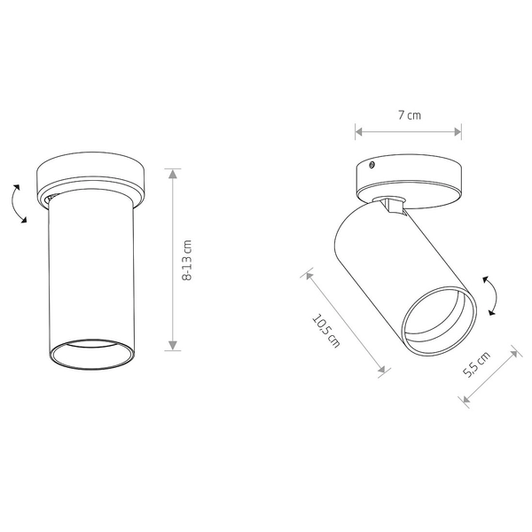 Lampa sufitowa regulowana Mono 7771 1-punktowa do garderoby biała