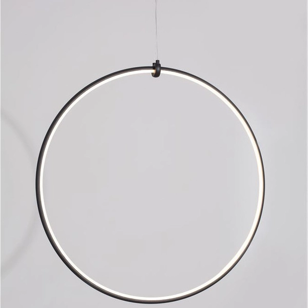 Wisząca LAMPA pierścień CHINU LE41603 Luces Exclusivas okrąga OPRAWA zwis LED 28W 3000K metalowy czarny