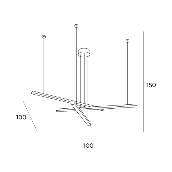 Lampa wisząca złota Trio listwy LED 36W 3000K kaskada złota