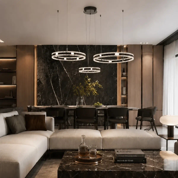Żyrandol pierścieniowy ARKADIA ST-6376-40+60+80 tytanowy LED 285W 3000K ringi