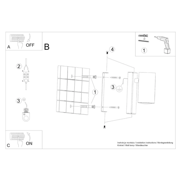 Salonowy kinkiet minimalistyczny SL.1077 czarna lampa ścienna