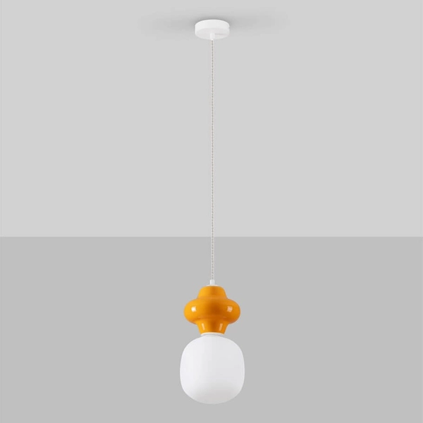 Szklana lampa wisząca VILROSA LE44556 do pokoju dziecięcego biała pomarańczowa