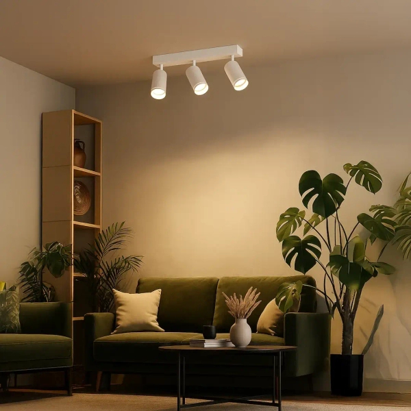Trójpunktowa lampa przysufitowa Pipe Ring Spot ML2072 na belce biały