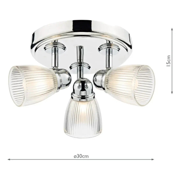 Łazienkowa sufitowa lampa Cedric CED7638 żebrowana IP44 chrom