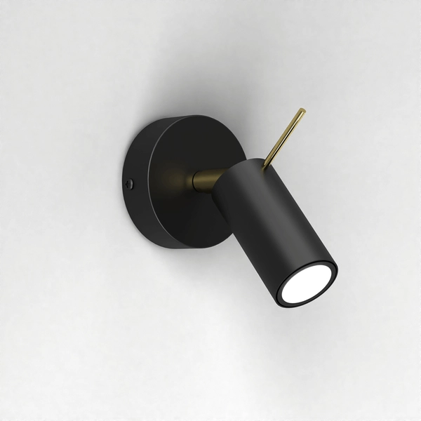 Minimalistyczny kinkiet metalowy Preston do holu czarny złoty